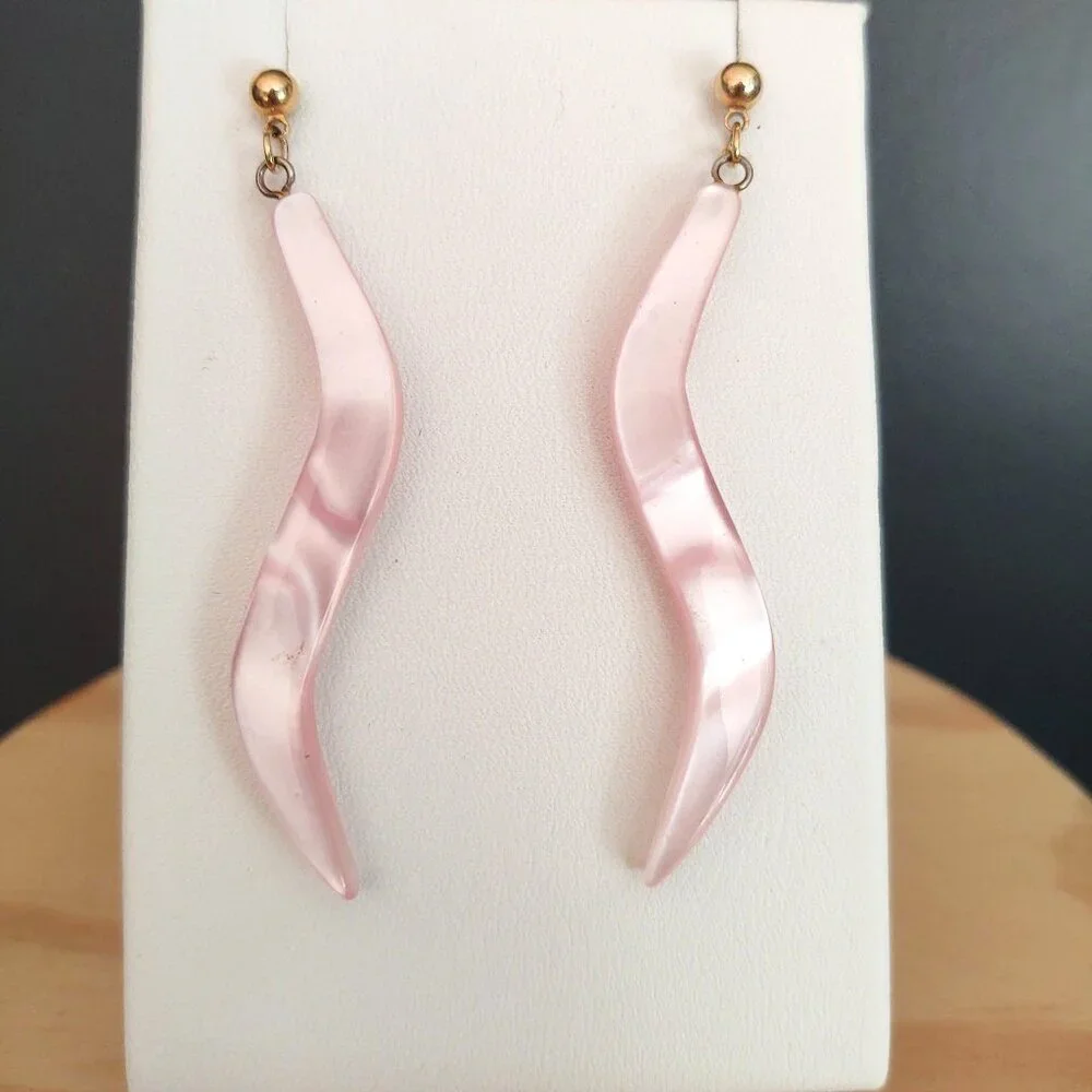 Pink opalescent abstract earrings